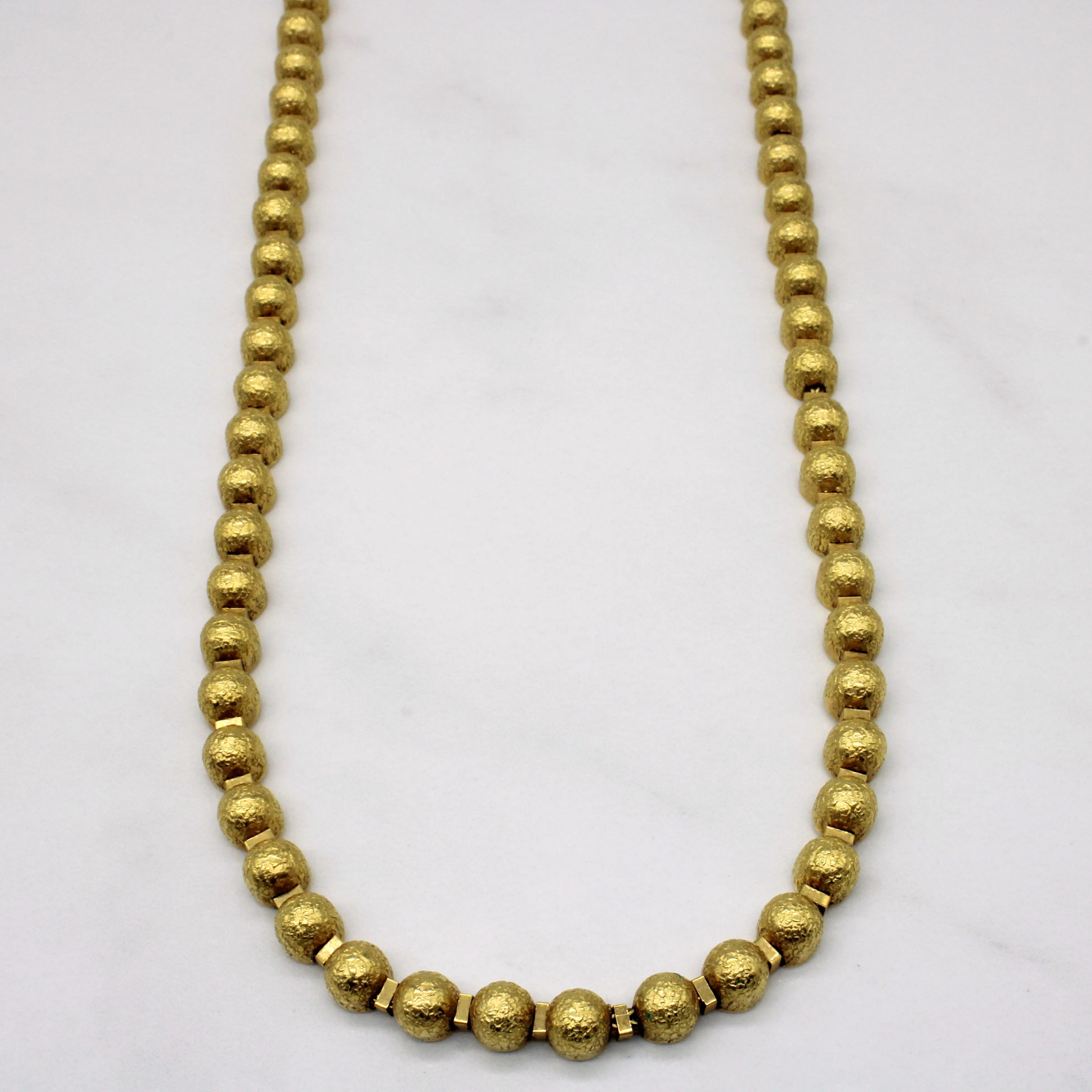 Stylish Contour Vogue Touch Vintage Italian 18k Yellow Gold Beaded Chain Necklace | 16" |