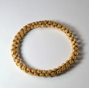 Everyday Wear Timeless Form Vintage Italian Hallmarked 18k Popcorn Chain Bracelet | 8" |