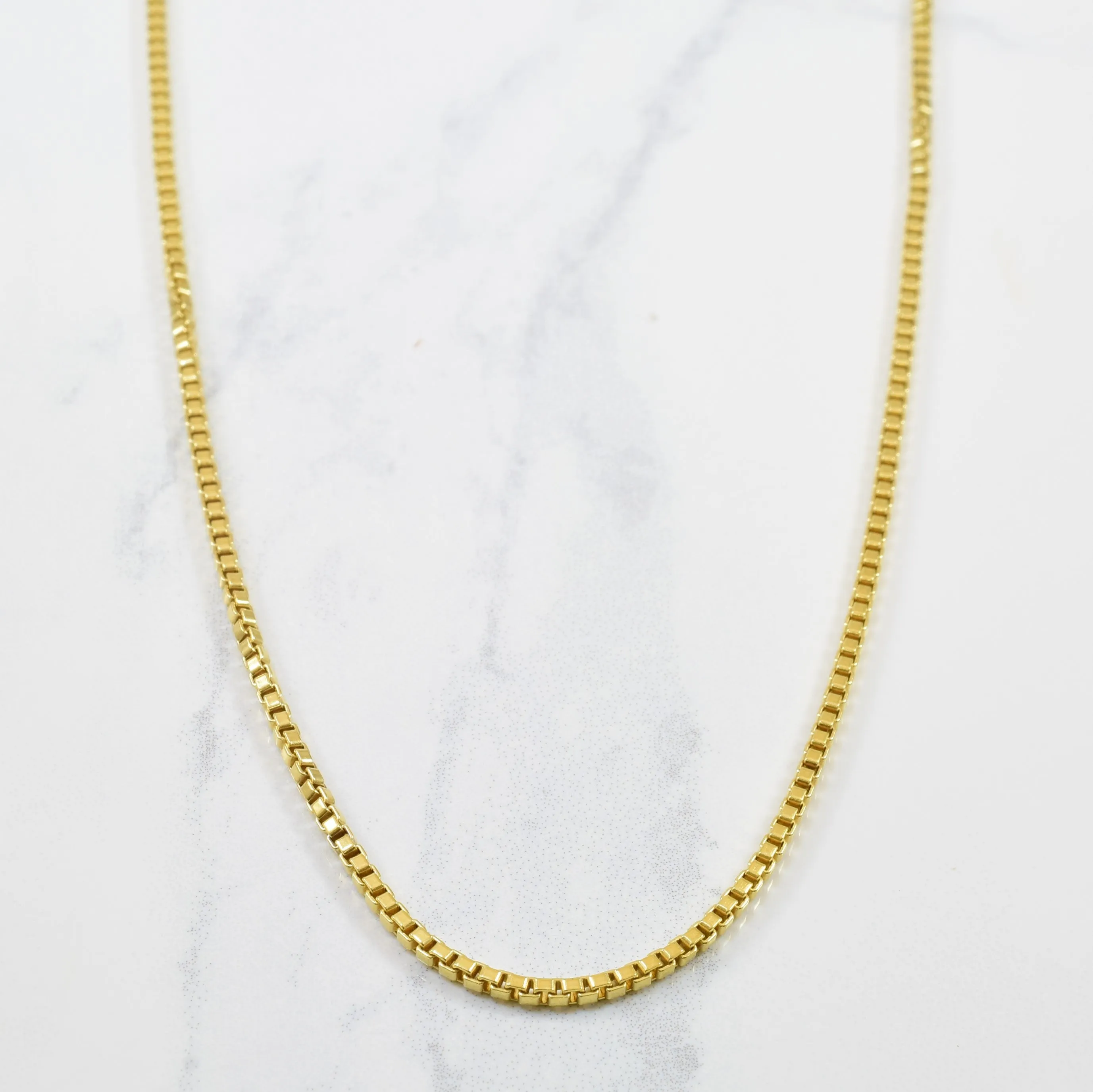 Vintage Italian Hallmarked 18k Yellow Gold Box Chain | 19" | Refined Glow Elegant Look