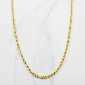 Vintage Italian Hallmarked 18k Yellow Gold Box Chain | 19" | Refined Glow Elegant Look