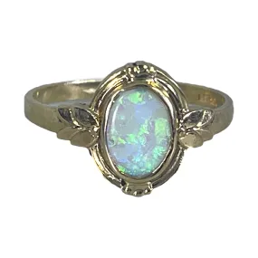 Shimmer Look Hand Wash Only Vintage Opal Ring set in a 10K Yellow. Unique Engagement Ring or Graduation Gift. October Birthstone.