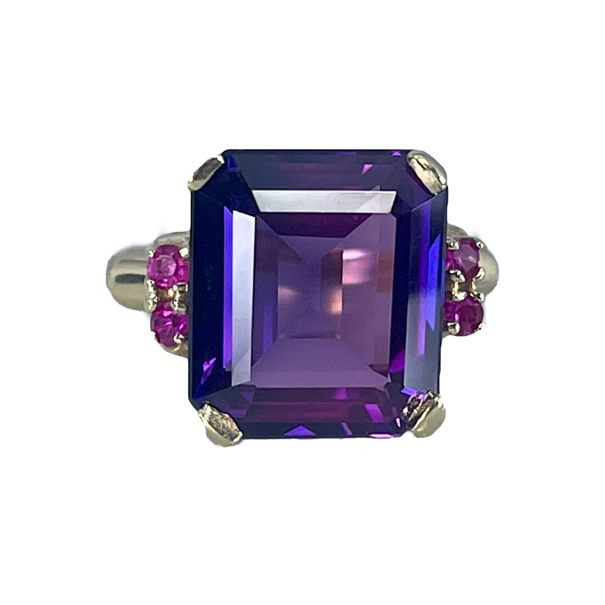 gift set Notable Accessory Vintage Purple Sapphire and Ruby Statement Ring in a 10k Yellow Gold. 1970s Sustainable Estate Jewelry.