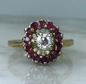 Vintage Ruby and Diamond Ring. 14K Gold. Unique Engagement Ring. July Birthstone. 15th Anniversary. Anniversary Present