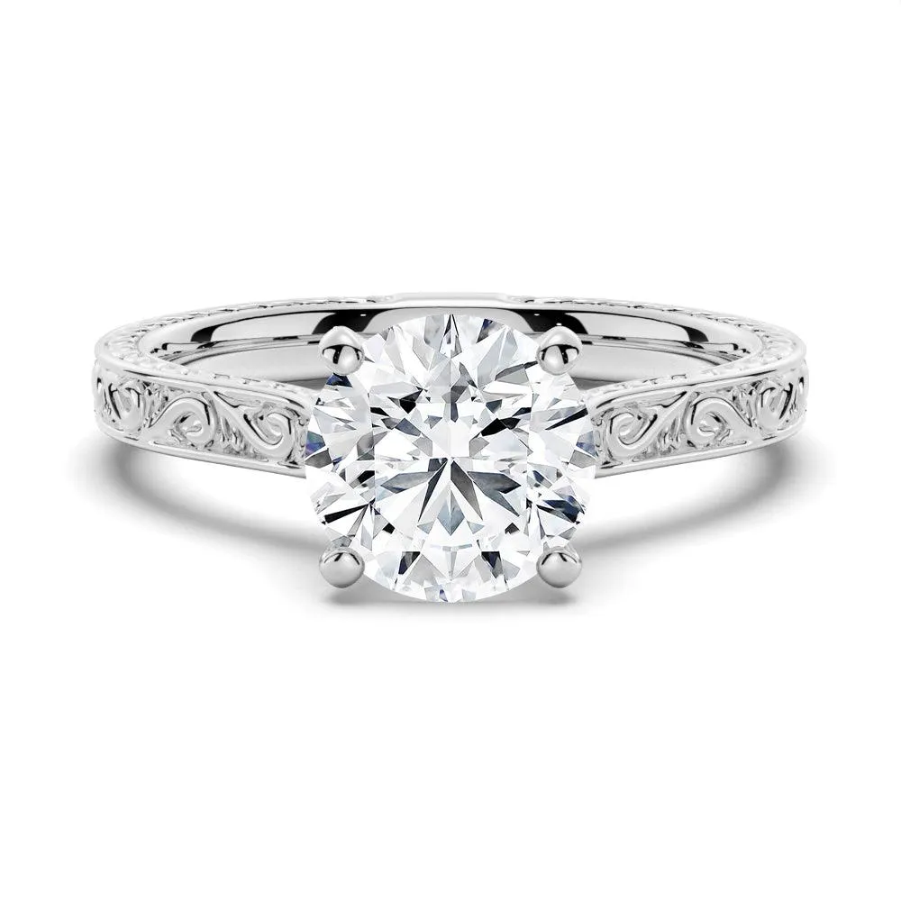 classic accessory Vintage Two Tone Round Moissanite Engagement Ring With Milgrain Edges