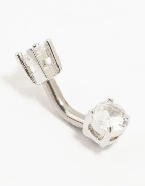 Minimal Edge Titanium Mini Round Cubic Zirconia Belly Bar