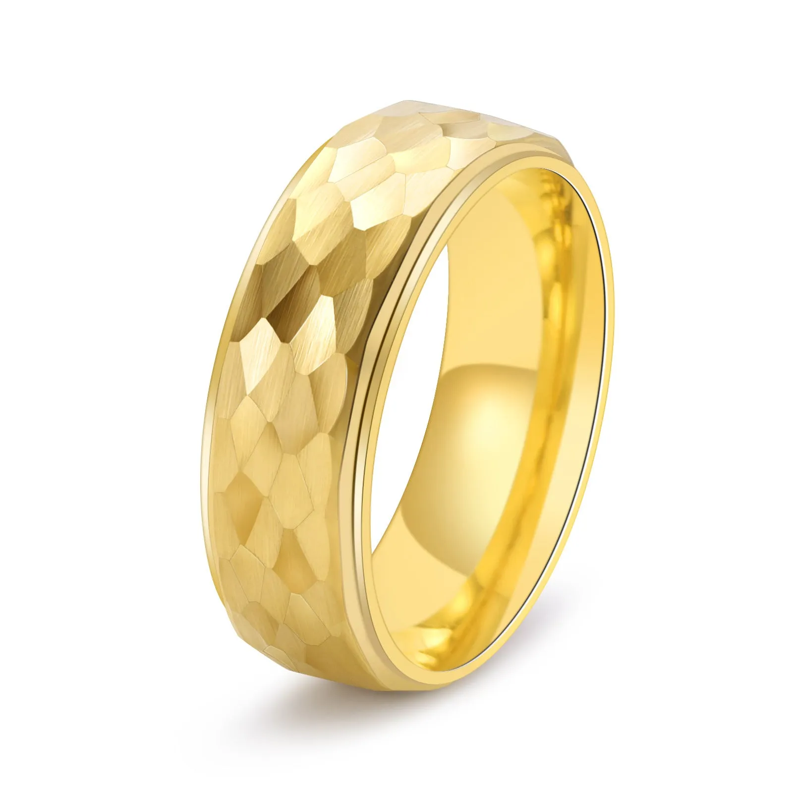 Weekend Chic Urban Look Louily Classic Tungsten Carbide Hammered Texture Men's Wide Wedding Band