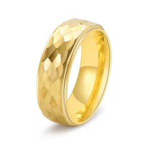 Natural Sparkle Louily Classic Tungsten Carbide Hammered Texture Men's Wide Wedding Band