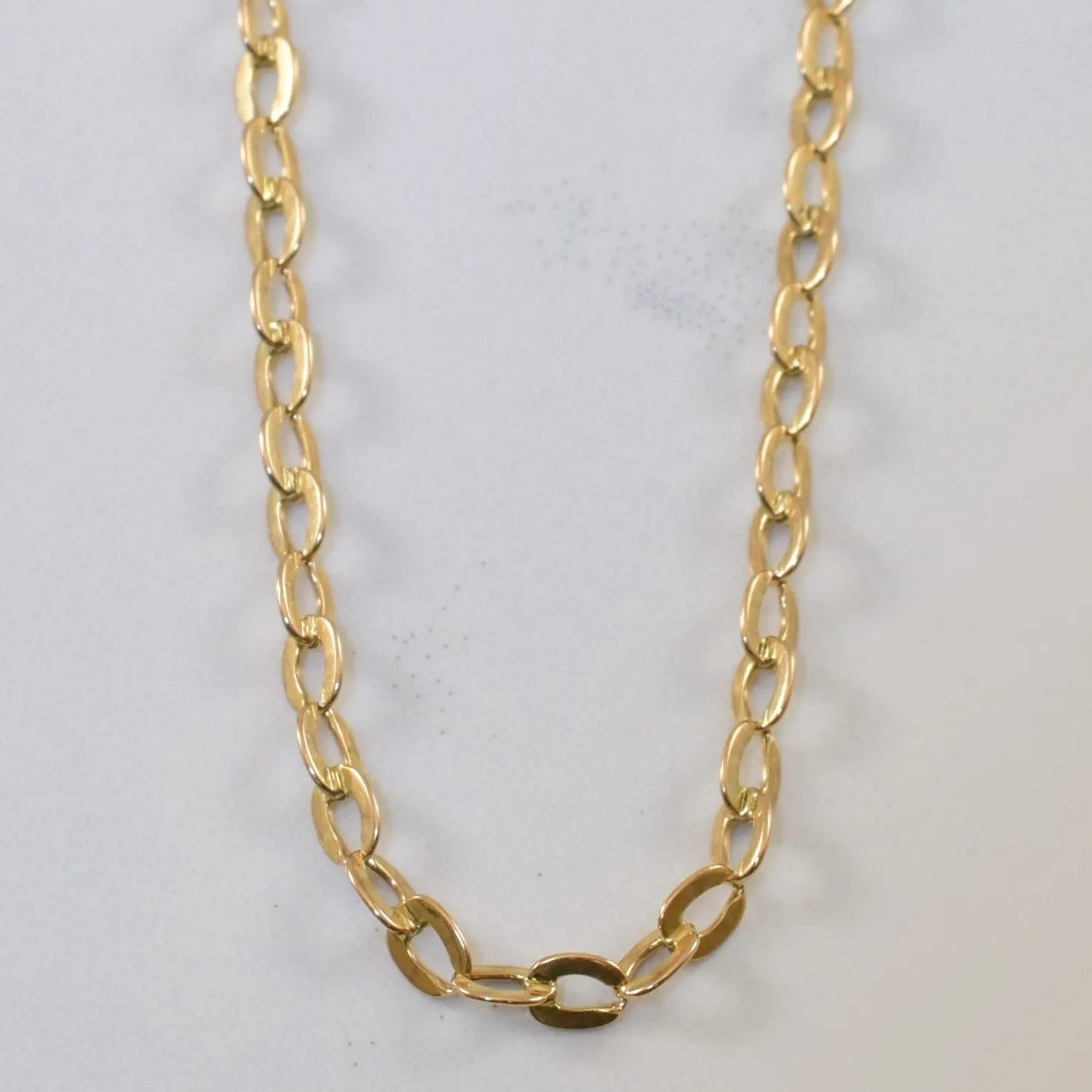14k Yellow Gold Flat Link Cable Chain | 27" | Shiny Texture