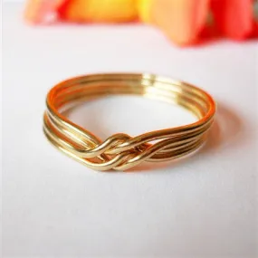 Stylish Present Contemporary Accent PUZZLE RING Gold Filled