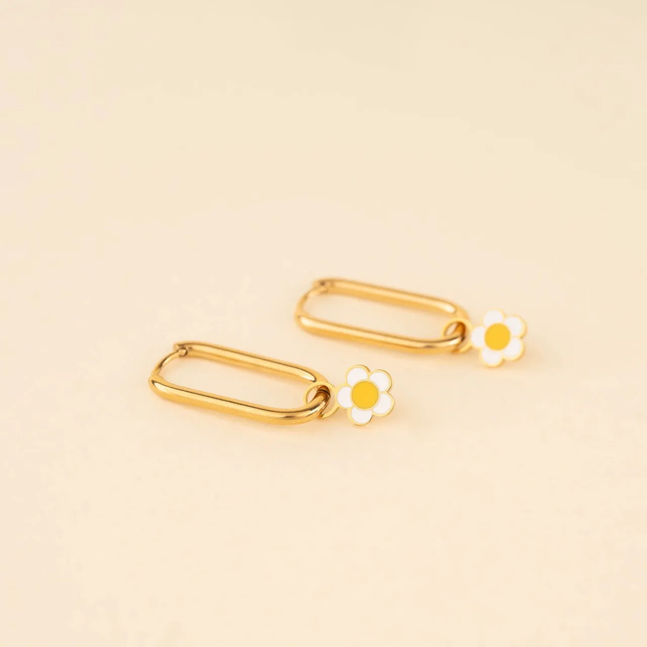 White Flower Huggie Hoop Charms Adorable Jewelry