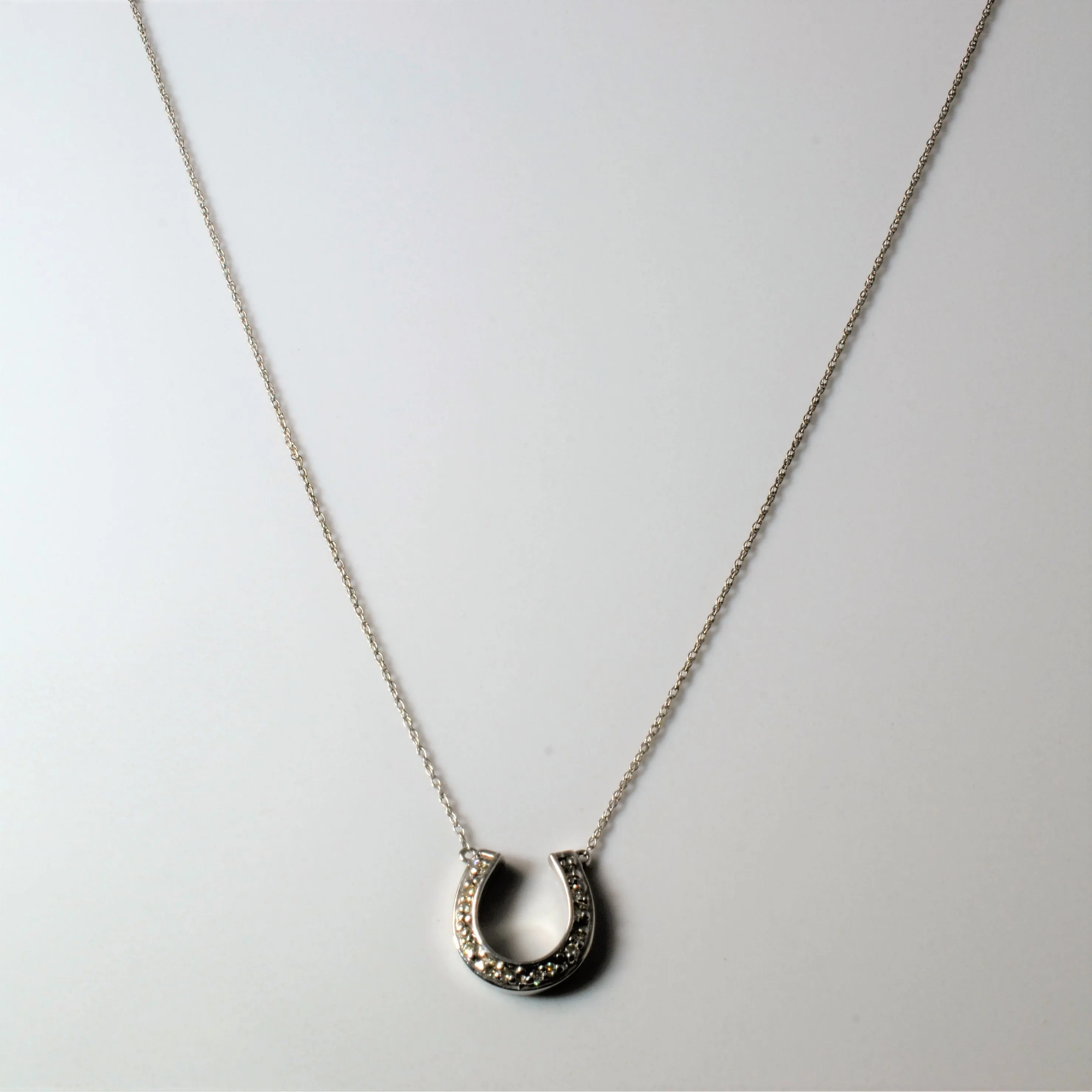 Pastel Look White Gold Diamond Pendant Necklace | 0.14ctw | 17"|