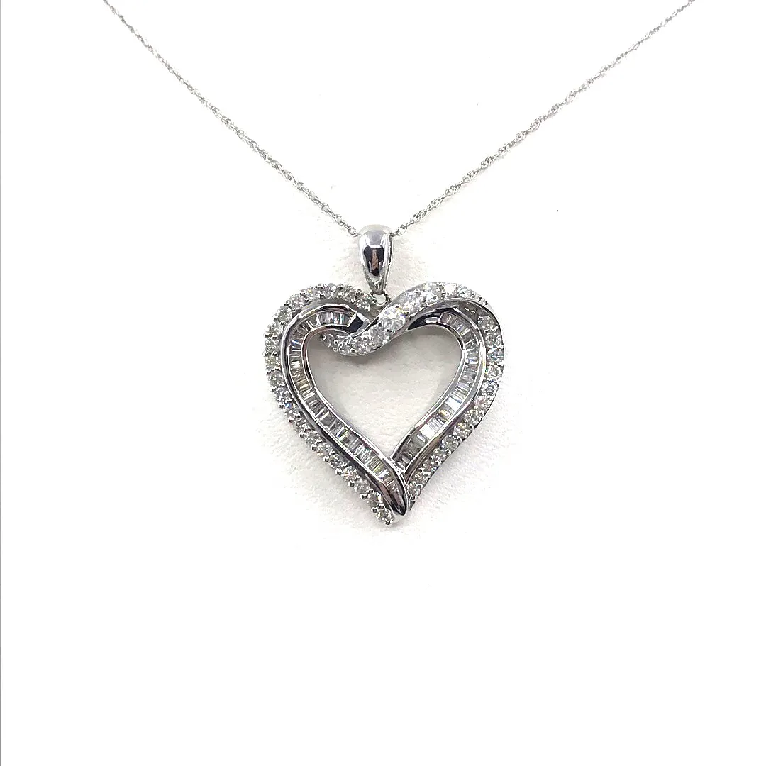 Knotted Piece Travel Gift White Gold Heart Pendant Necklace