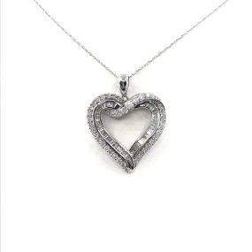Knotted Piece Travel Gift White Gold Heart Pendant Necklace