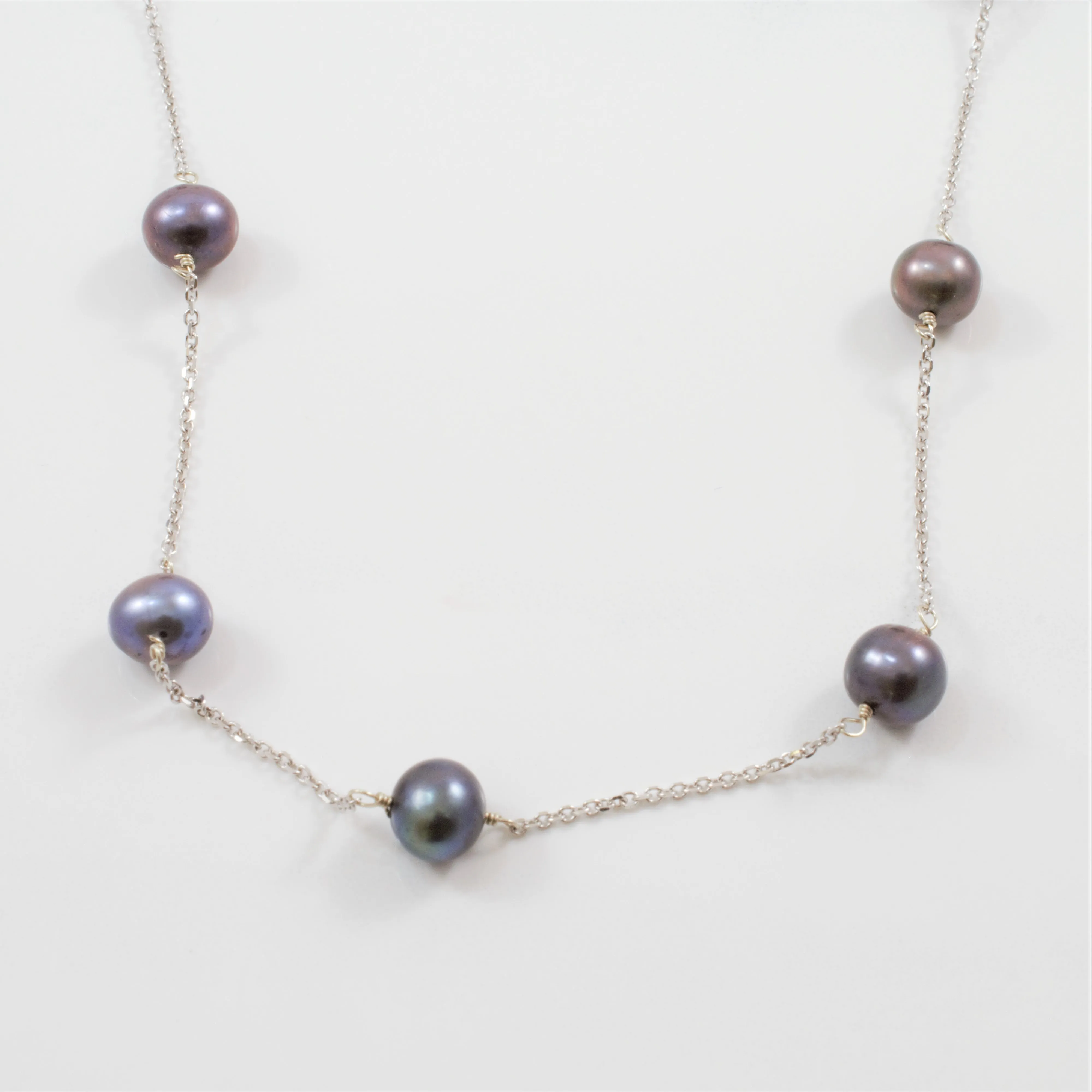 Wire Wrapped Black Pearl Necklace | SZ 16" | Soft Detail