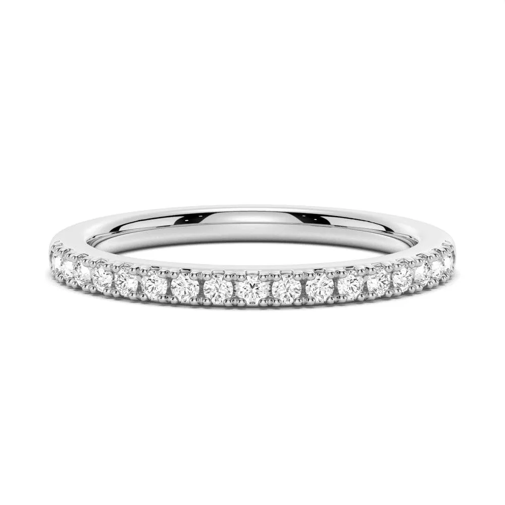 Classic Round Moissanite Anniversary Band Bold Pieces Design Sculpted Finish