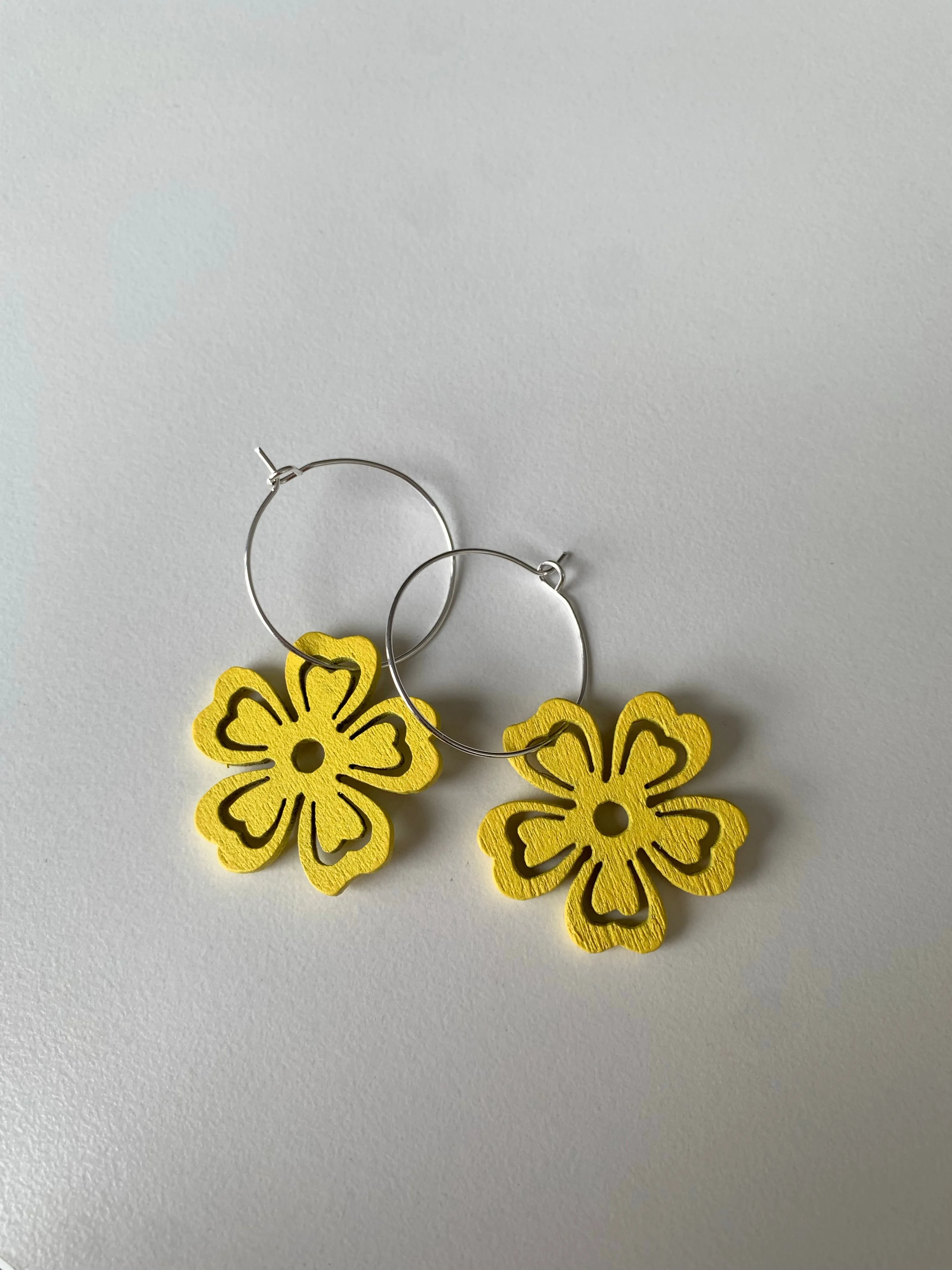 Large Ornament Durable Element Wooden Hibiscus Flower Earrings