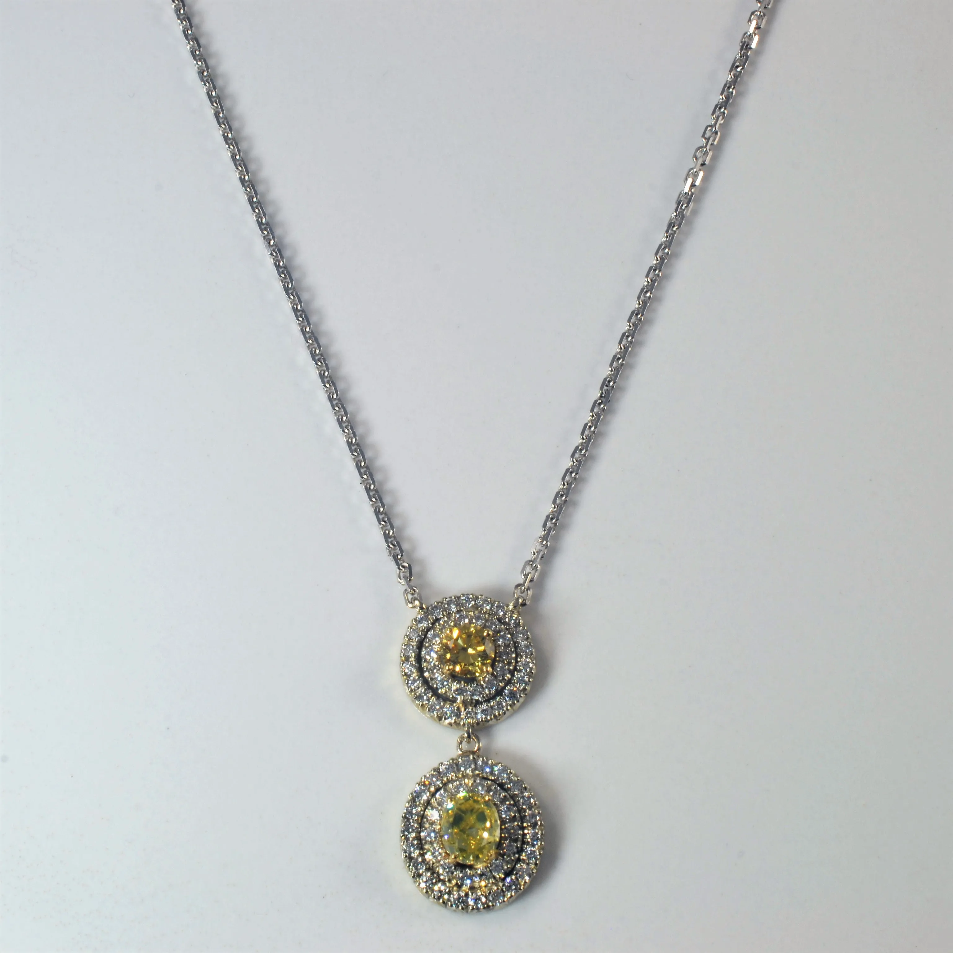Yellow Diamond Drop Necklace | 1.30ctw | 16" | Petite Style