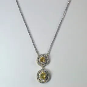 Yellow Diamond Drop Necklace | 1.30ctw | 16" | Petite Style