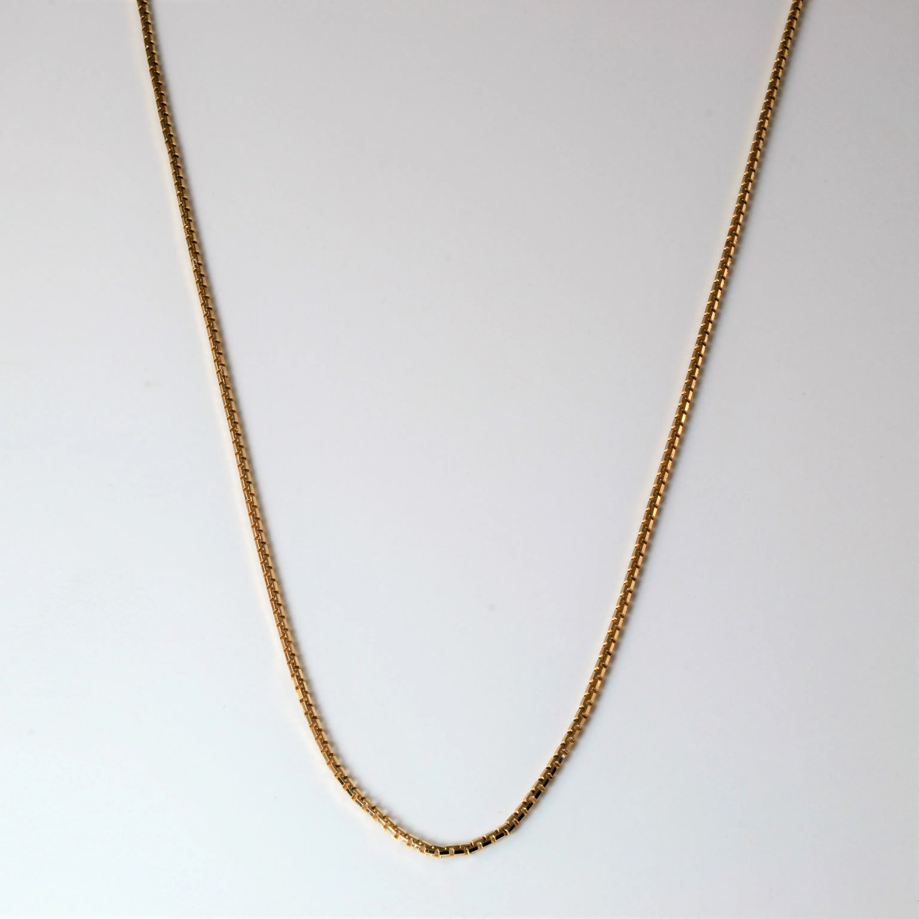 Minimal Look Linear Form Yellow Gold Box Chain | 19"|