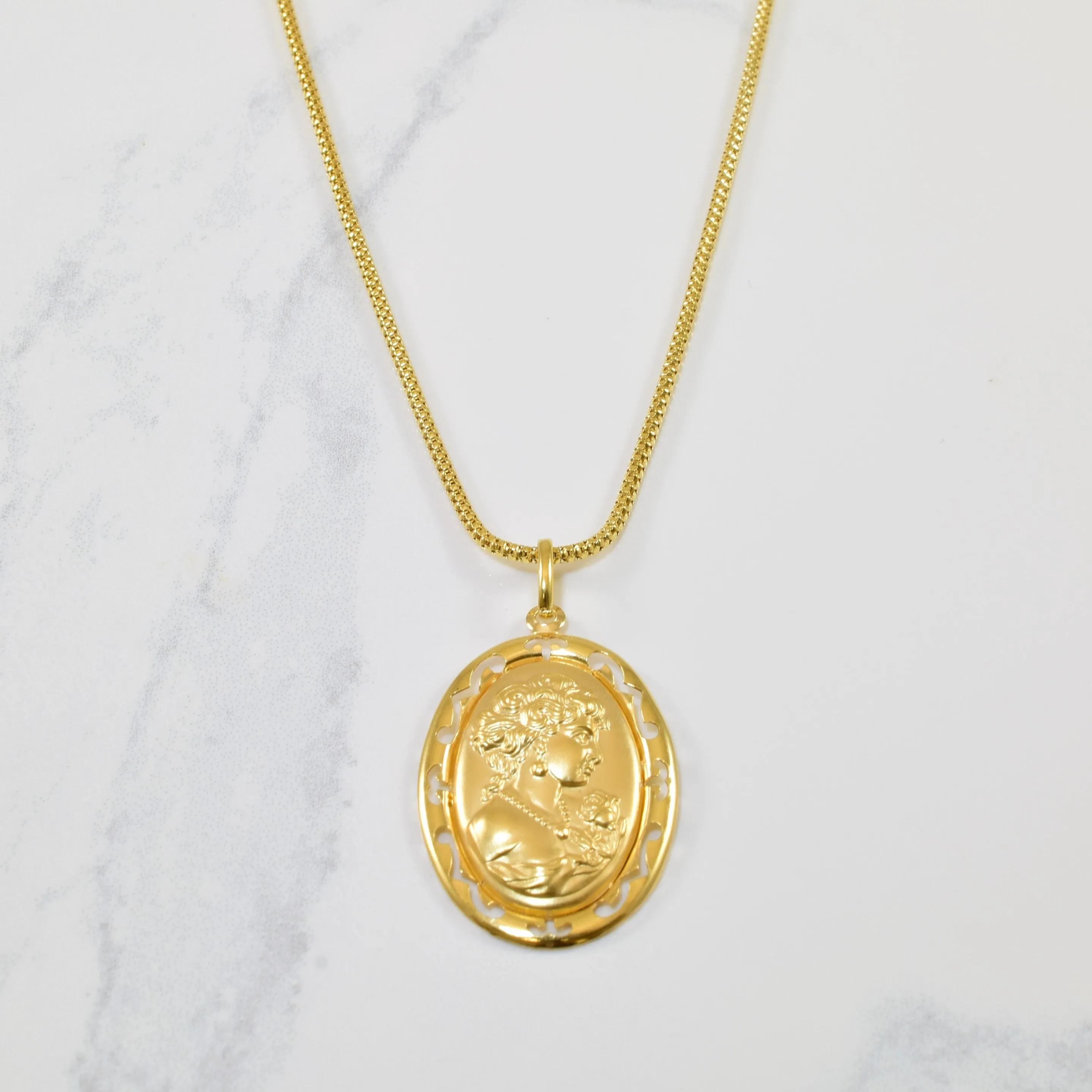 Evening Set Urban Edge Yellow Gold Cameo Necklace | 20" |