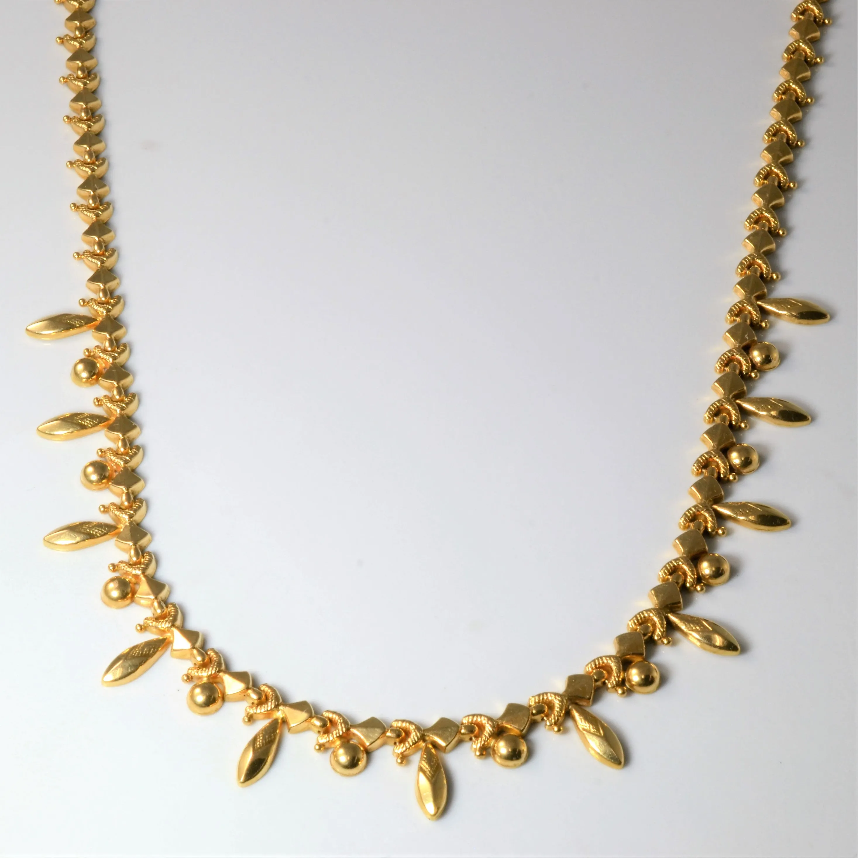 Yellow Gold Drop Bead Necklace | 18" | Comfort Edge Handmade Design