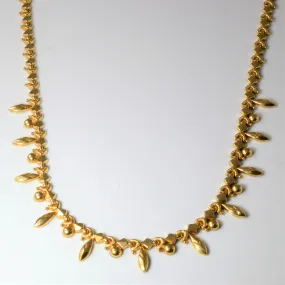 Yellow Gold Drop Bead Necklace | 18" | Comfort Edge Handmade Design