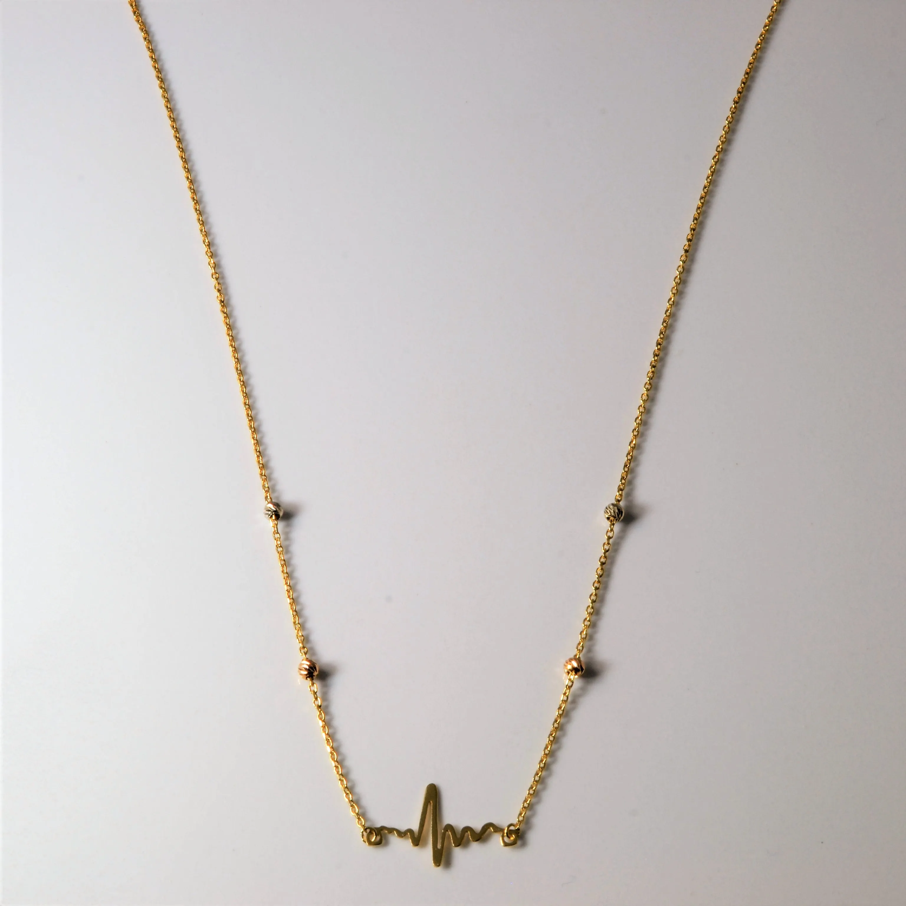 Yellow Gold Heart Beat Necklace | 18"| Glamorous Edge