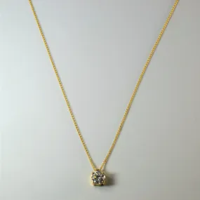 Yellow Gold Solitaire Diamond Necklace | 0.93ct | 18" | shiny accents