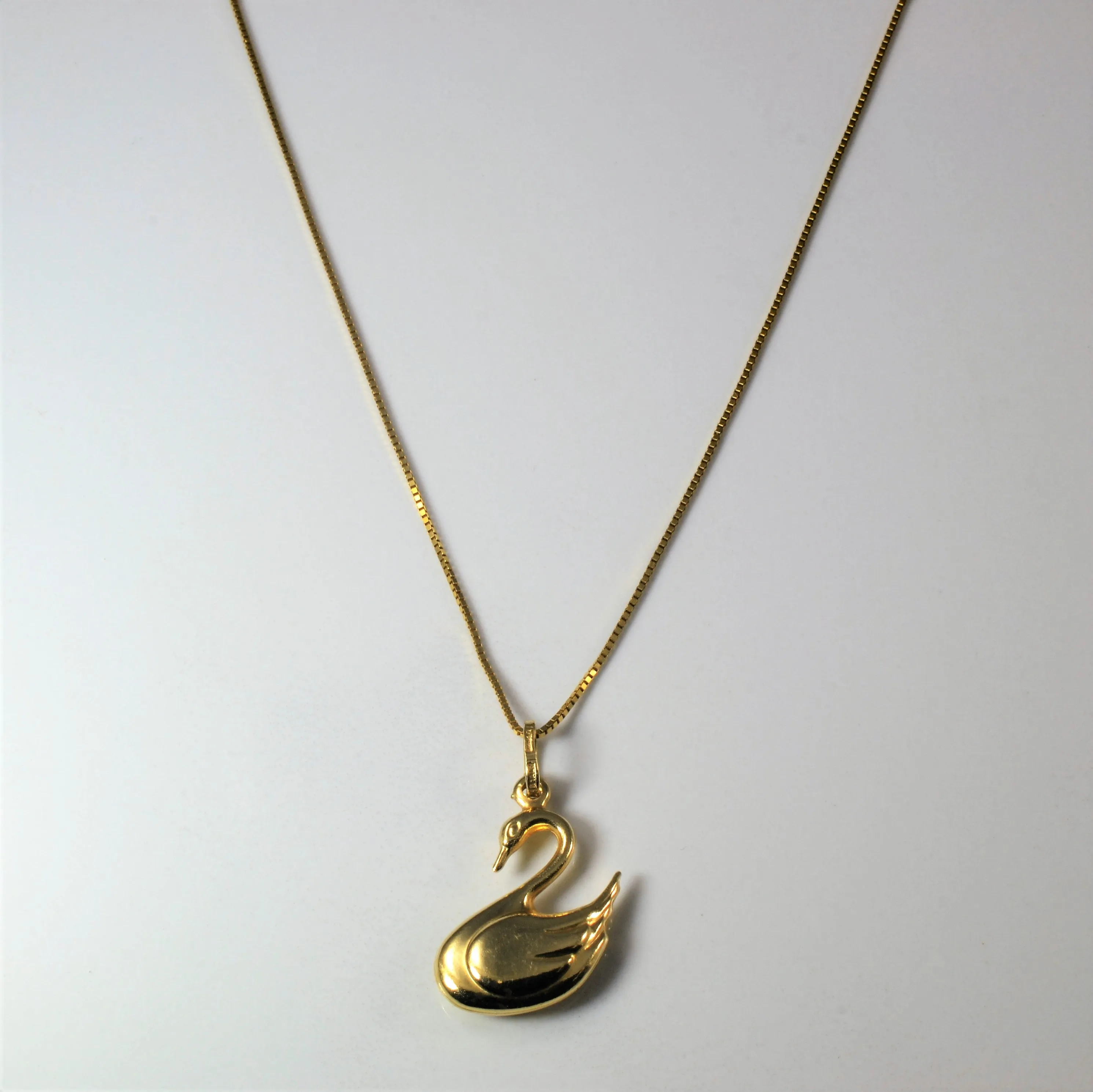 Yellow Gold Swan Pendant Necklace | 18"| Festive Style