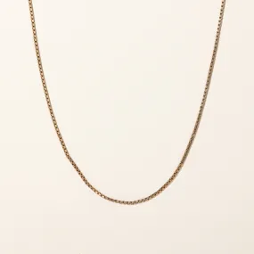 Yellow Gold Thin Box Link Chain | 23" | Simple Form Fresh Touch